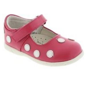 FootMates Dottie Mary Janes in Hot Pink/White Dots